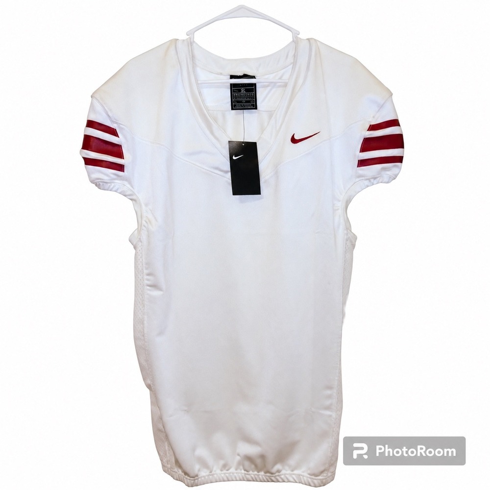 Nike Stock Alpha Elite Football Jersey Mens XL White Red CI3767-104 NWT